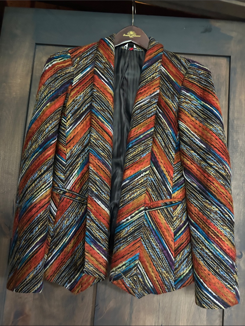Marisa Minicucci Chevron Knit Blazer - Bold Striped Jacket size 4